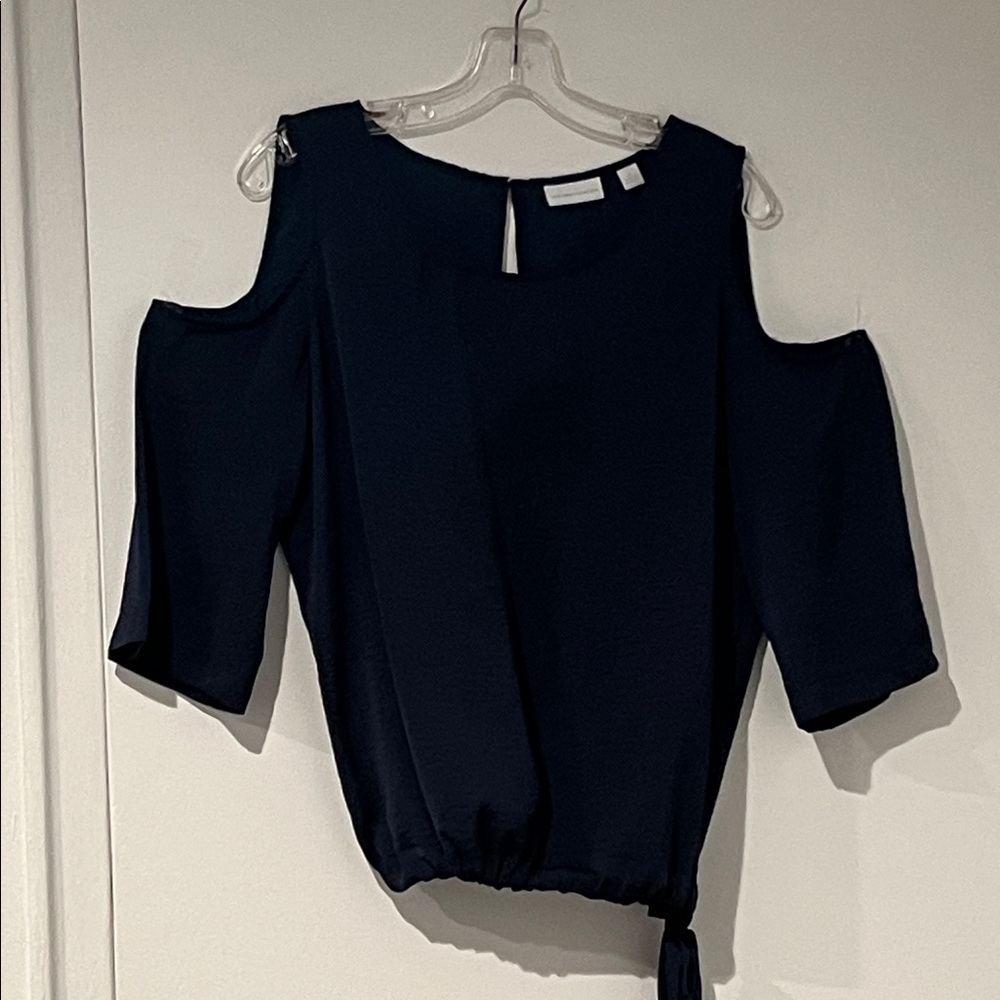 New York & Company Blouse with Cut Out Shoulders